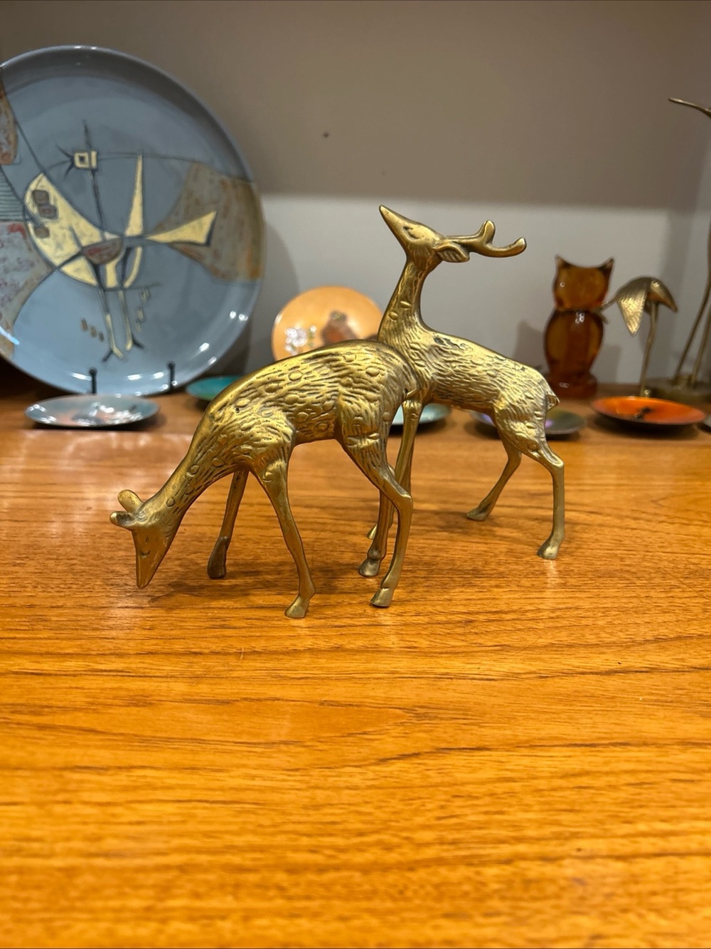 Vintage Brass Deer Figurine Pair (2)